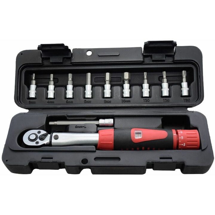 Nyomatékkulcs, Cozevdnt, acél, 2-24 Nm, 1/4", 220 mm, fekete / piros