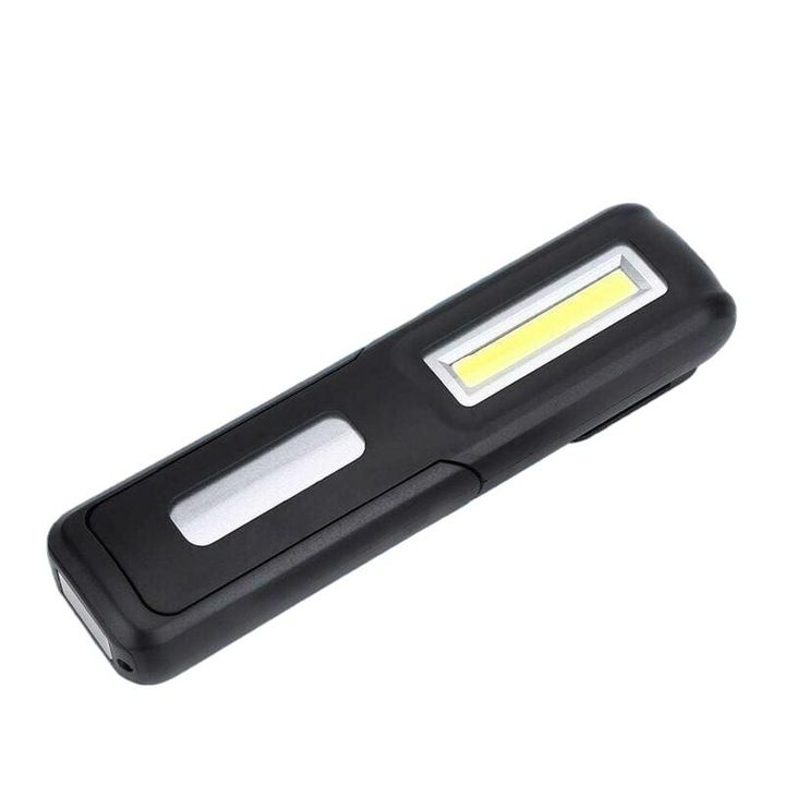 Акумулаторна USB LED работна лампа, 2 режима, силен магнит, черна, 15.2x4x2.5cm