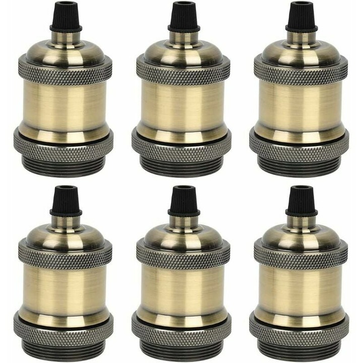 Soclu de lampa vintage, Enforose, design retro, rezistent la caldura, bronz auriu, compatibil E27