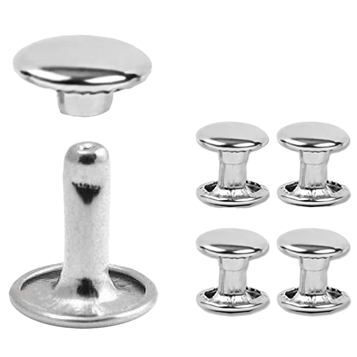 Set 50 rivete metalice dublu cap, 10x10mm, argintiu