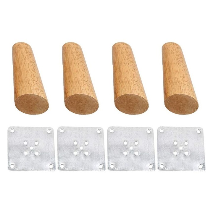 4 db-os bútorláb készlet, Mmgoqqt, fa, 15 cm, tartós, kanapéhoz / ágyhoz / étkezőasztalhoz, bézs