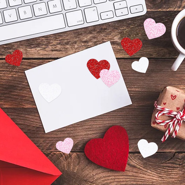 Decoratiuni din hartie in forma de inima, Enforose, set autoadeziv, material EVA, multicolor, 120 bucati