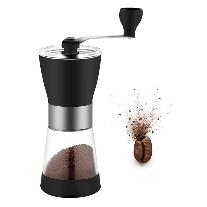 Rasnita manuala de cafea Enforose, ceramica, design compact, reducere zgomot, portabila