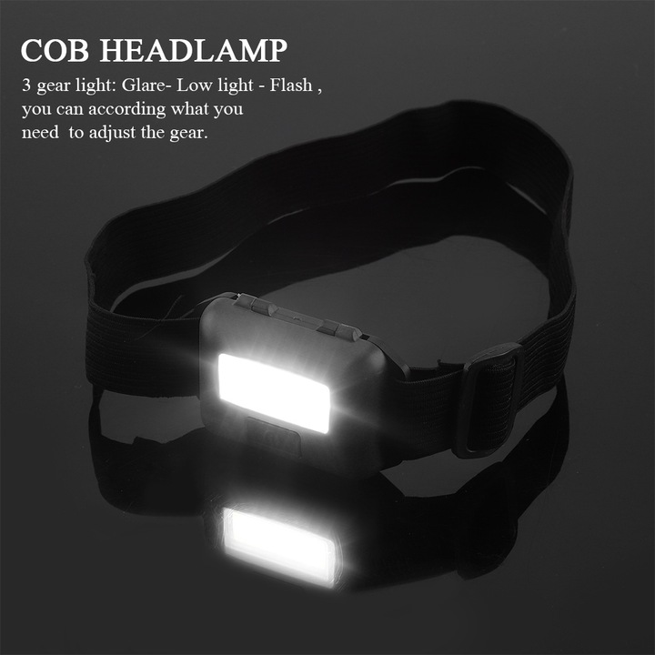 Мини COB фенер, регулируем, за туризъм, къмпинг, катерене, черен