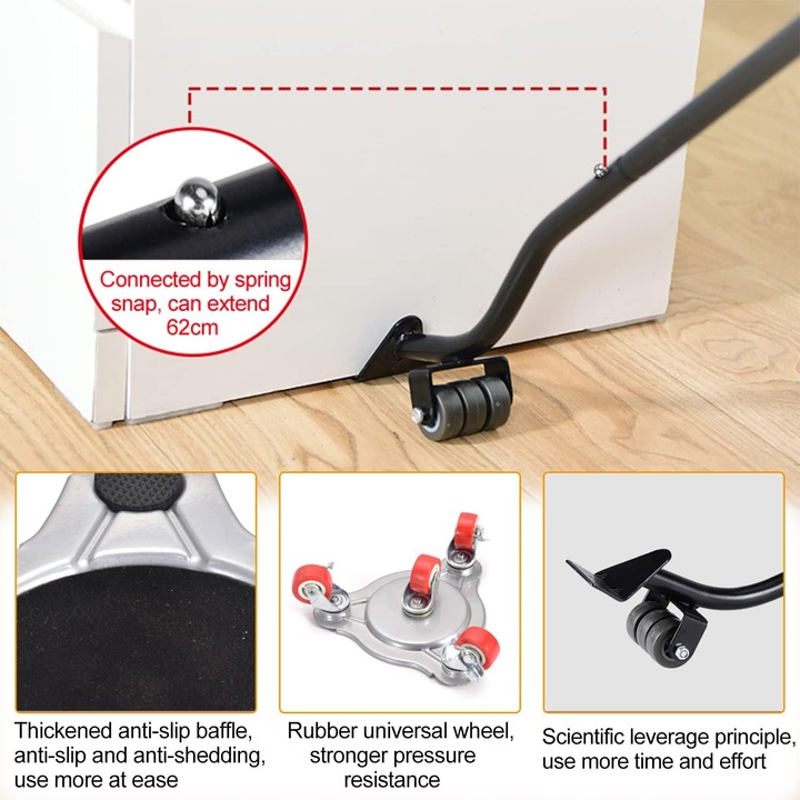 Set profesional de mutare a mobilierului, Enforose, roti pivotante, tampoane antiderapante, otel, 4 buc