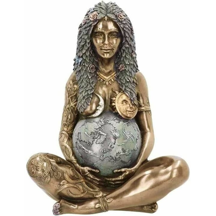 Statuie Polyresin Millennial Gaia, AMRINUGL, arta handmade, finisaj bronz, pentru meditatie, 0x0cm
