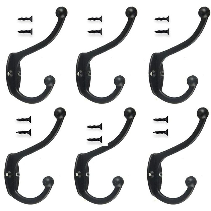 Set de cuiere retro, 6 bucati, negru, 5.7x6.0x9.6cm