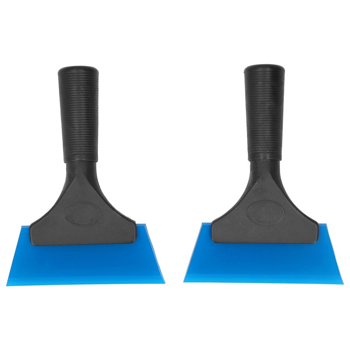 Set 2 raclete pentru geamuri auto, plastic/cauciuc, negru/albastru, 17x13cm