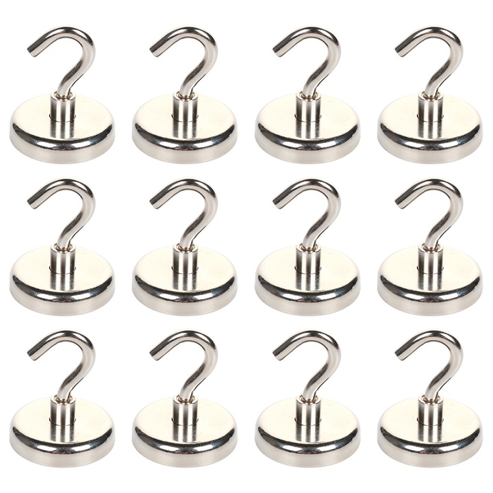 Carlige magnetice de baza din otel prelucrate CNC, material de inalta calitate cu rezistenta permanenta pentru vestiarul de la sala de sport, biroul de acasa (multifunctional pentru orice suprafata magnetica)