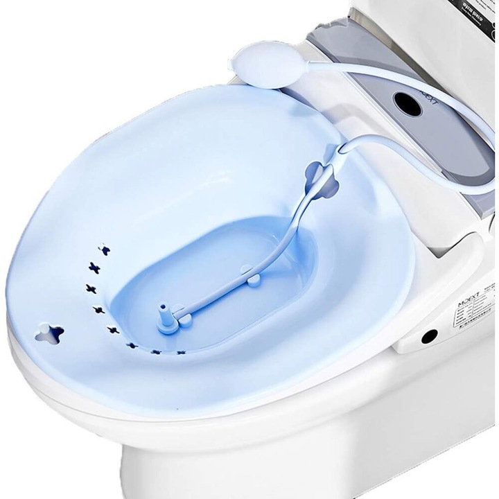 Baie relaxanta pentru sezut, Enforose, bol de curatare bideu, material PP, portabil, albastru