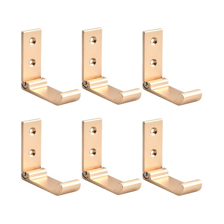 6db összecsukható fali kampó készlet ruhák felakasztására, alumínium, ellenálló, strapabíró