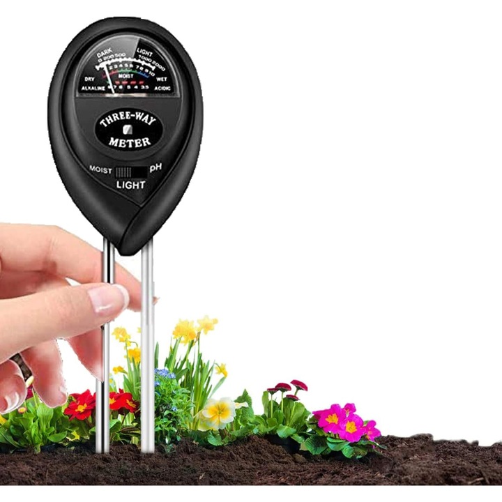 Talajnedvesség-mérő, 3 az 1-ben, kertészkedéshez, elem nélkül, többszínű