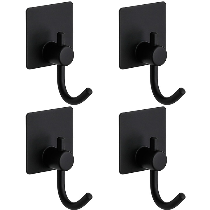 4db fali kampós készlet, alumínium, fekete, 8x5x4,5cm