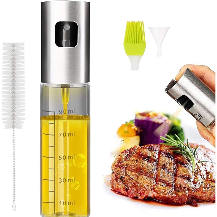 Sticla spray pentru ulei, AMRINUGL, design ergonomic, capacitate 100ml, sticla sigura, reutilizabila