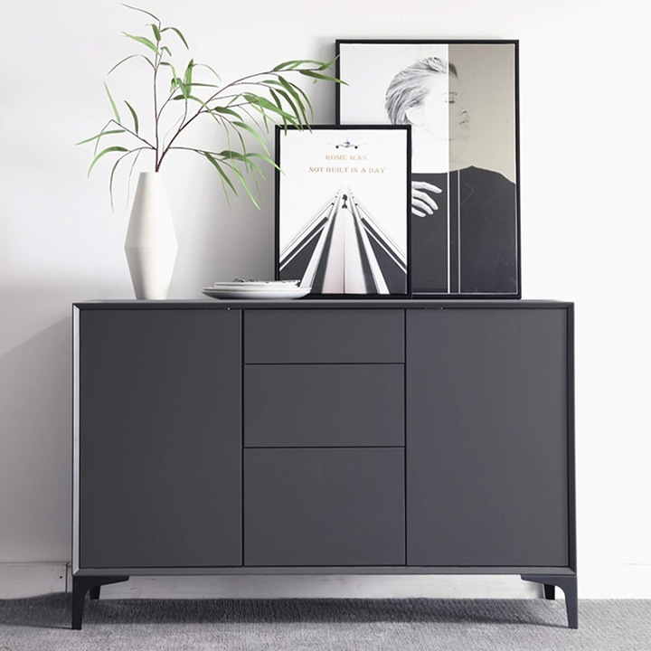 Set de 4 picioare de mobilier, metalice, 10 cm, design triunghiular, negru