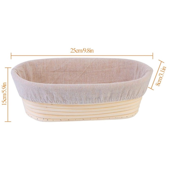 Комплект от 2 ратанови кошници за хляб, овални, ръчна изработка, 25x8x15 см