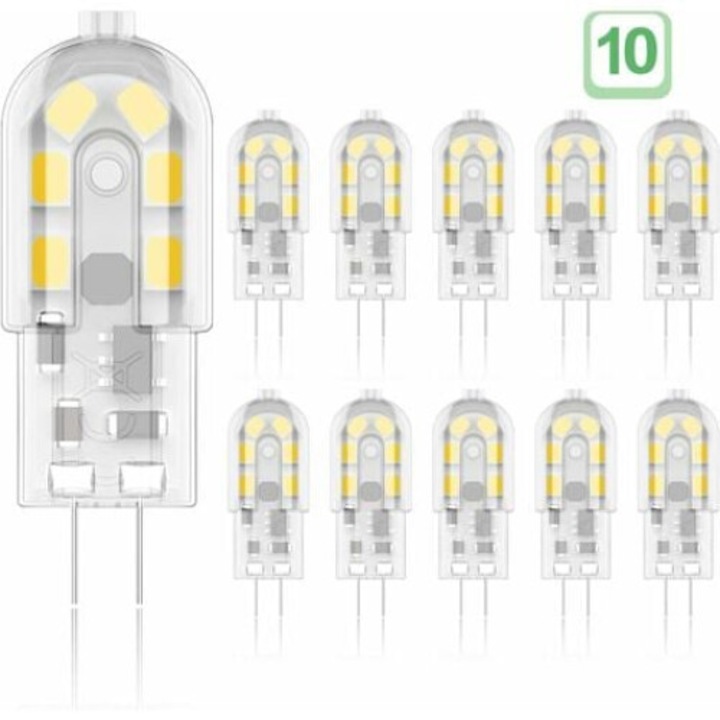 10 db G4 LED izzós készlet, műanyag, 2W, 20W, 3000K, 200lm