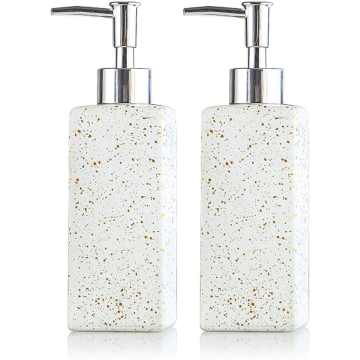 Szappanadagoló, 350ml, üveg, fehér, szett