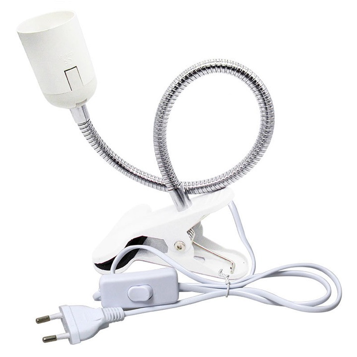 Suport pentru lampa cu clema cu gat de gasca flexibil, Enforose, becuri LED compatibile cu E27