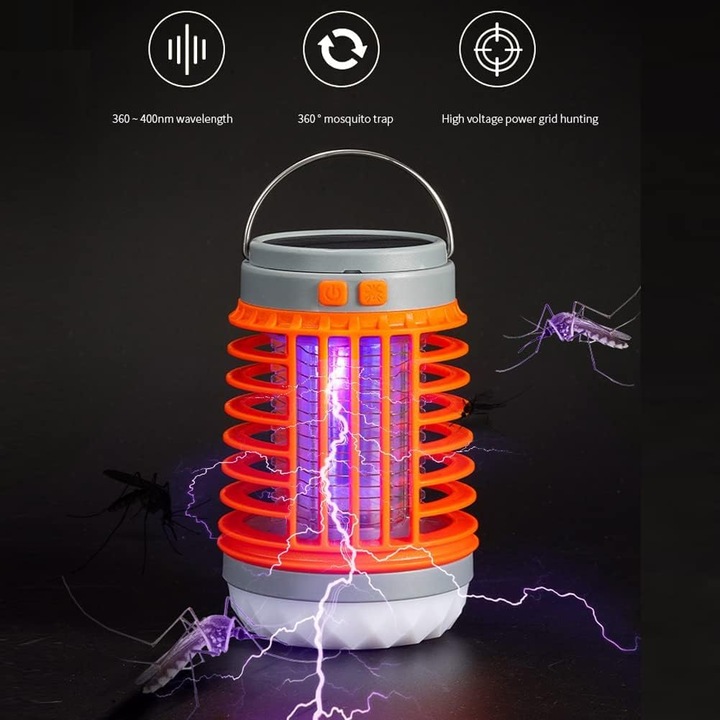 Exterminator de insecte Enforose, dispozitiv reincarcabil cu lumina LED, tava detasabila, utilizare interioara si exterioara