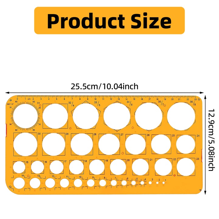 Rigle pentru sablon de matematica, portocaliu transparent pentru masuratori precise, design plat pentru depozitare convenabila, potrivite pentru diverse profesii, inclusiv profesori si ingineri