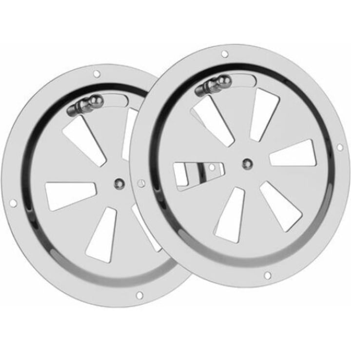 Set 2 Grile de Ventilatie Rotunde, Inox, 125mm, pentru Interior si Exterior