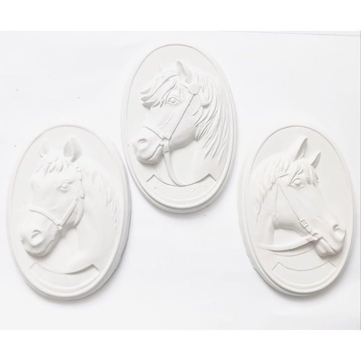 3 db-os festményszerű forma készlet, Gipsz, Ló, Festéshez 16cmx11cm