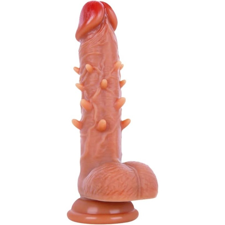 Valósághű vibrátor tapadókoronggal, bőr textúrával, rugalmas