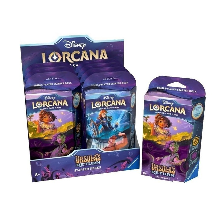Комплект настолни игри Ravensburger Disney Lorcana, Завръщането на Урсула, 8 стартови пакета, многоцветен