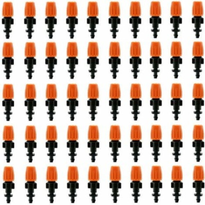 Set 50 piese picurator, pentru irigare, negru/portocaliu, 0.8mm, 1.5-2 kg