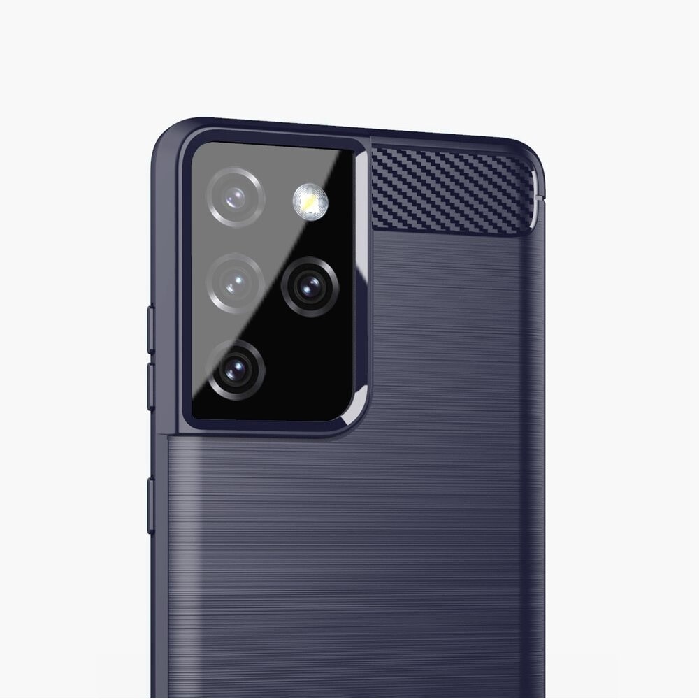 Husa telefon Hurtel Carbon Case, absorbtie socuri, margini ridicate, albastru, Samsung Galaxy S21 Ultra 5G