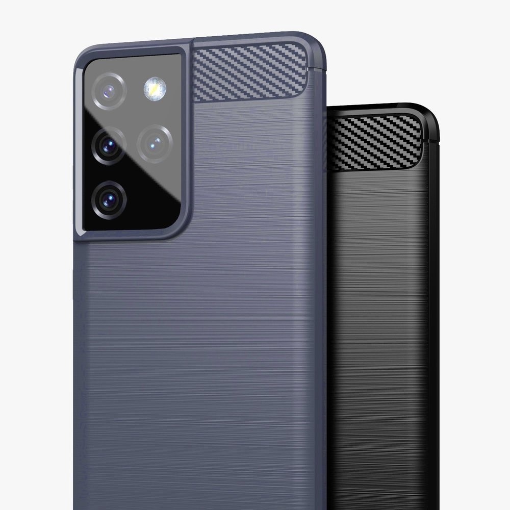 Husa telefon Hurtel Carbon Case, absorbtie socuri, margini ridicate, albastru, Samsung Galaxy S21 Ultra 5G