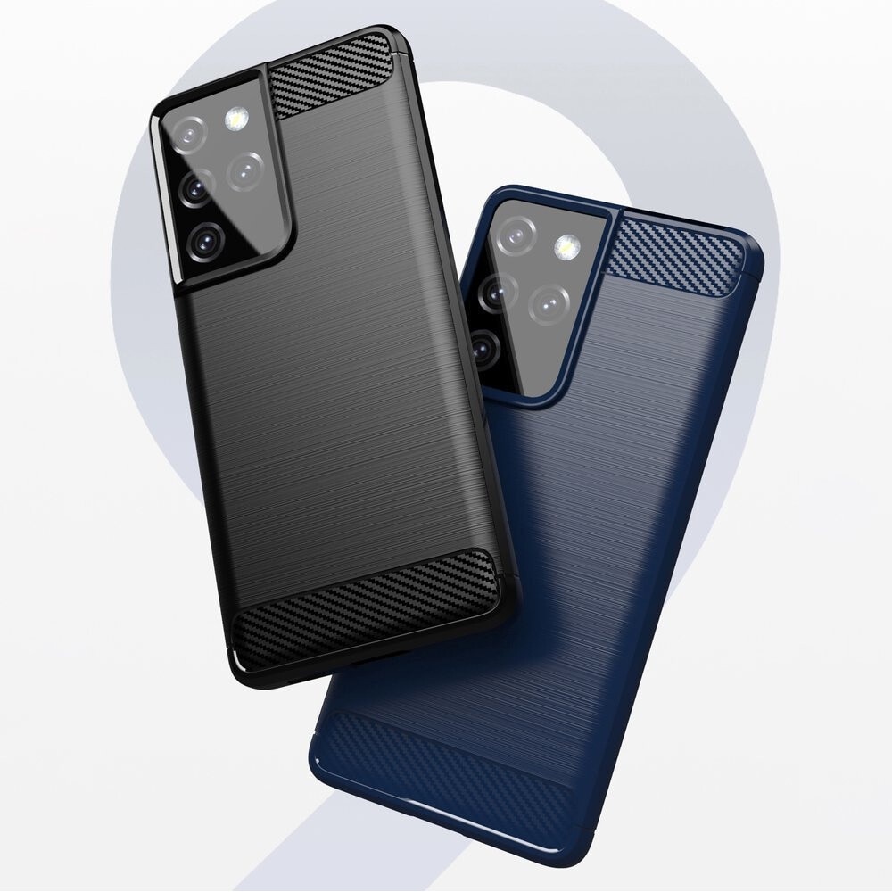 Husa telefon Hurtel Carbon Case, absorbtie socuri, margini ridicate, albastru, Samsung Galaxy S21 Ultra 5G