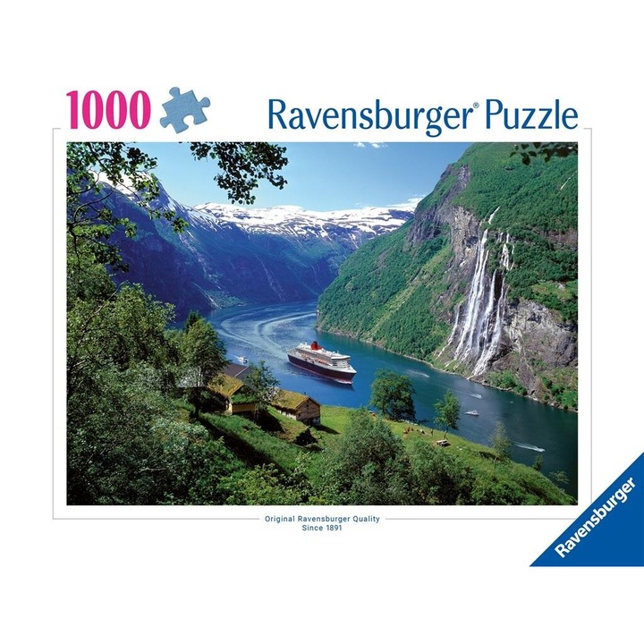 Пъзел Ravensburger, 1000 части, Норвежки фиорд, 70x50см, антирефлекс