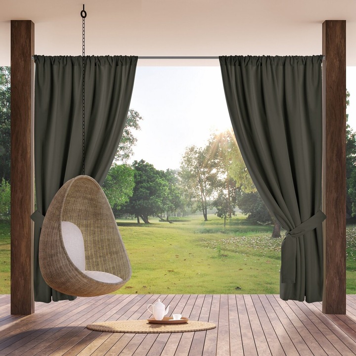 Perdea GARDEN pentru gradina si terasa, din material impermeabil 155x200 cm grafit tunelul Eurofirany
