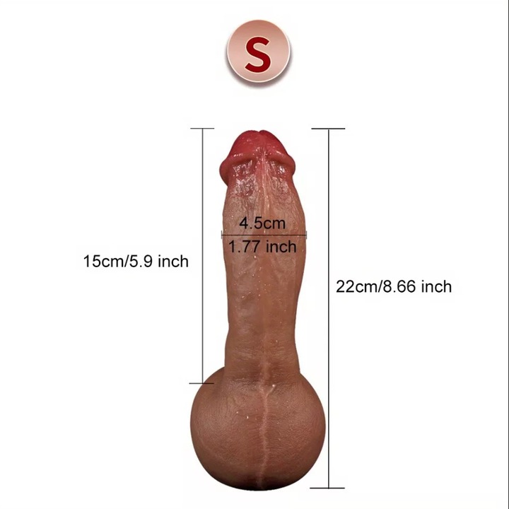 Valósághű vibrátor tapadókoronggal, szilikon, 21x4,6 cm, vízálló