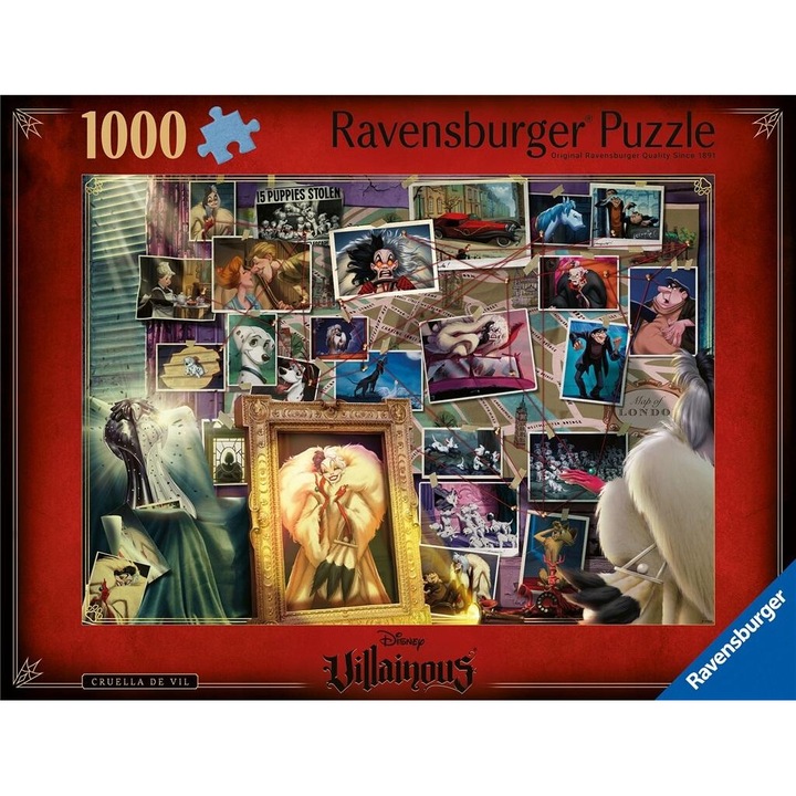 Пъзел 1000 елемента Ravensburger Villainous, Cruella de Mon, 70x50cm