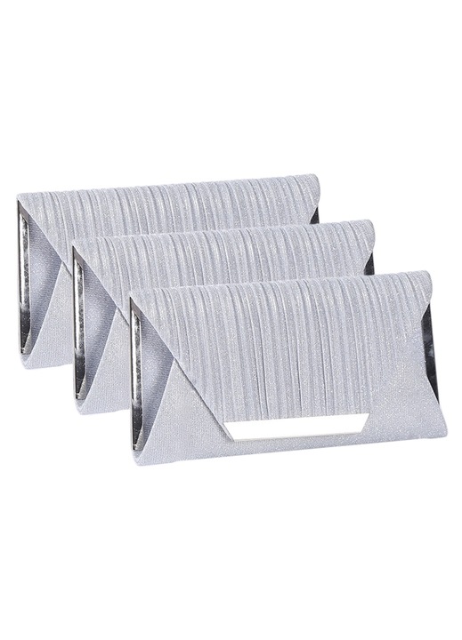 3 db-os női clutch táska készlet, BGHYHYHI, vászon, fémlánc, ezüst