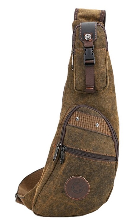 Férfi crossbody táska, BGHYHYHI, Nylon, Rekeszes, Barna
