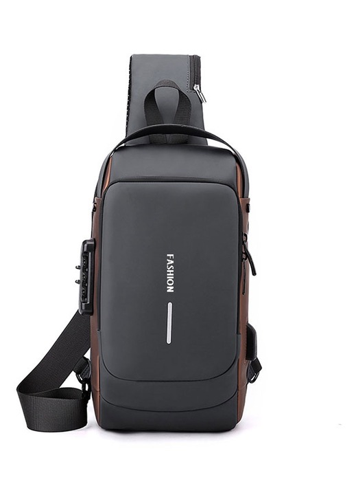 Férfi crossbody táska, BGHYHYHI, Vízálló, Rekeszes, Szürke