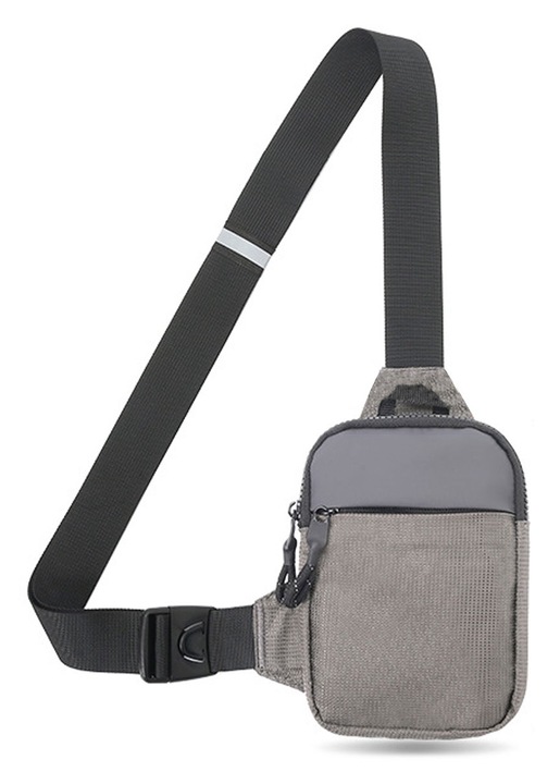 Férfi crossbody táska, BGHYHYHI, vízálló, rekeszes, szürke/fekete