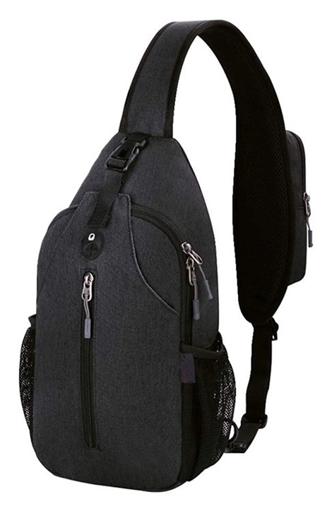 Férfi crossbody táska, BGHYHYHI, Vízálló, Rekeszes, Fekete