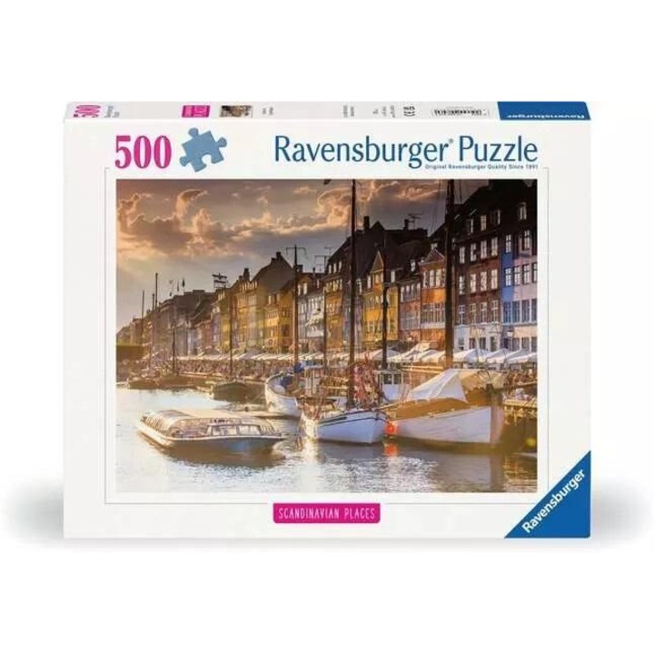 Puzzle 500 Ravensburger, Apus de soare in Copenhaga