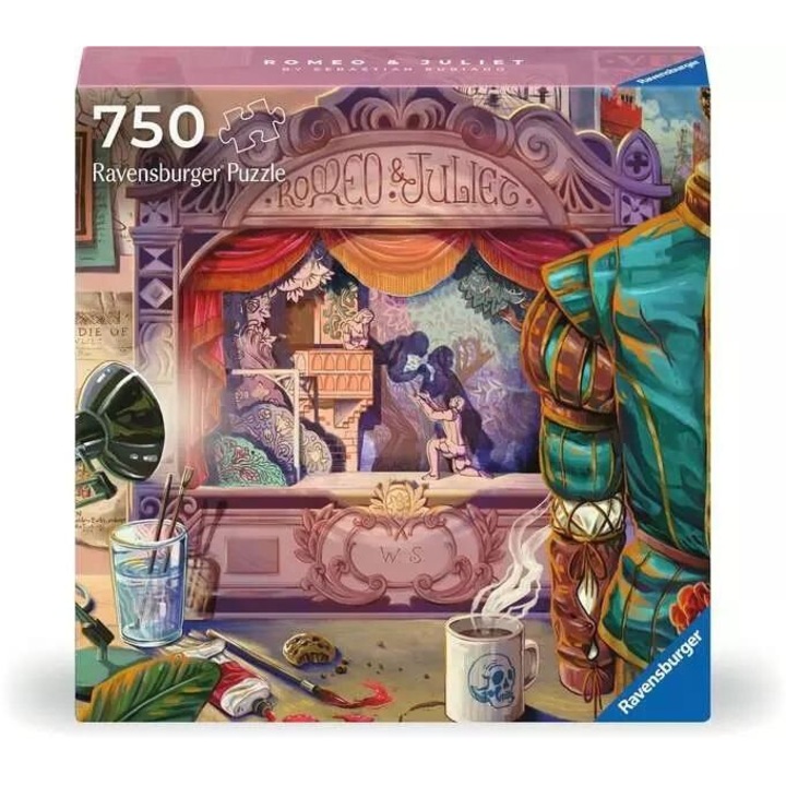 Puzzle 750 Ravensburger Art&Soul Romeo si Julia, ilustratie artistica, set
