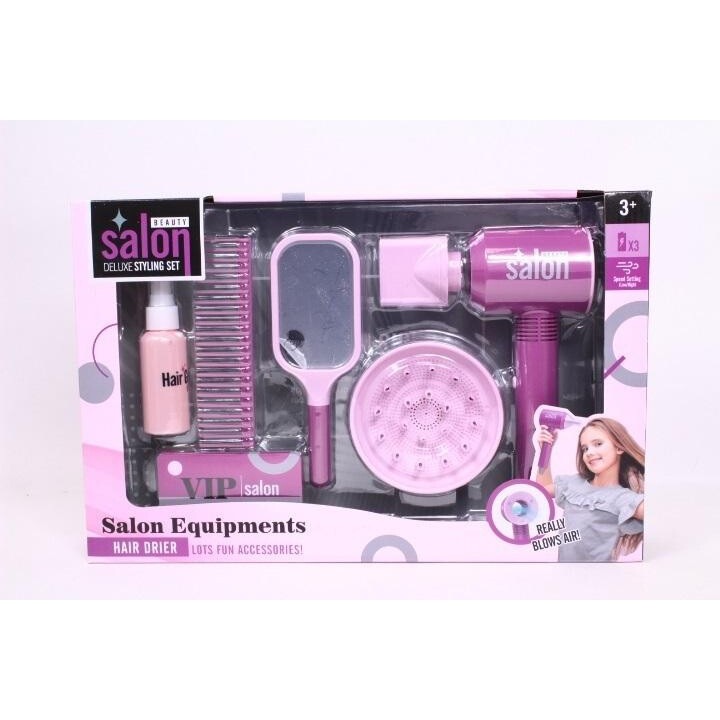 MADEJ interaktív fodrászat szett, hajszárítóval, kiegészítőkkel, gyerekeknek, elem nélkül
