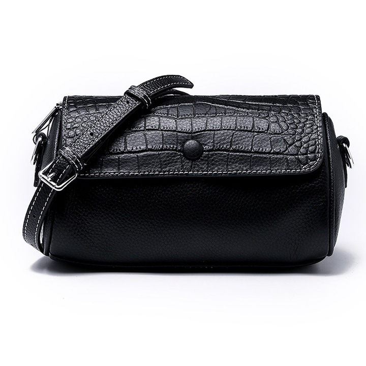 QttvbTna цилиндрична чанта, естествена кожа, 22x12.5x11см