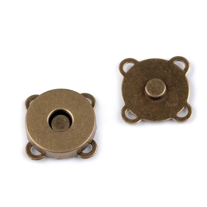 Inchizatori magnetice de cusut, 18 mm, set 5 buc- alama antica