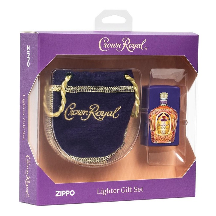 Set cadou bricheta Zippo + saculet Crown Royal Canadian Whiskey 49661