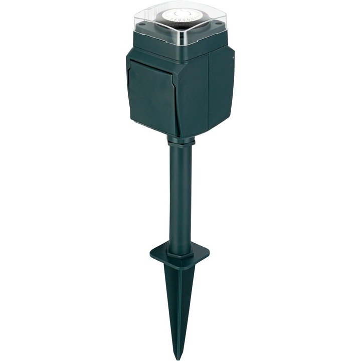 Priza dubla de gradina cu programator mecanic, GoodHome, 3680W, Ip44