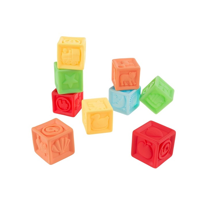 Комплект от 9 меки сензорни кубчета, за никнене на зъби или зъби, Yupy®